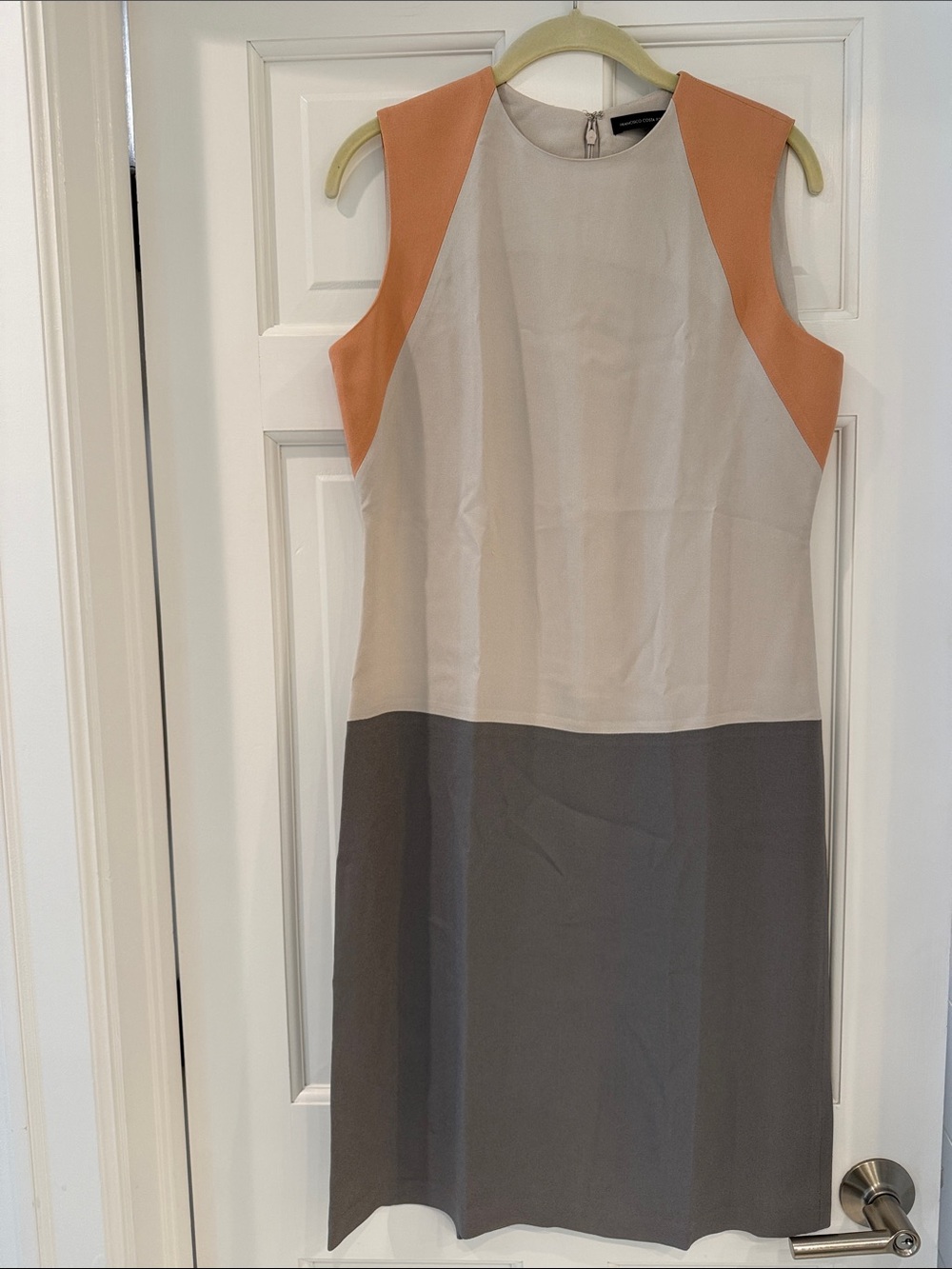 Calvin Klein Cream, Gray & Peach Colorblock Midi Dress